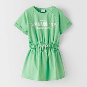 Zara Girls Jersey Dress With Slogan Size 13-14